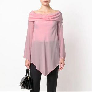 Sies Marian pink “briar” silk off shoulder blouse